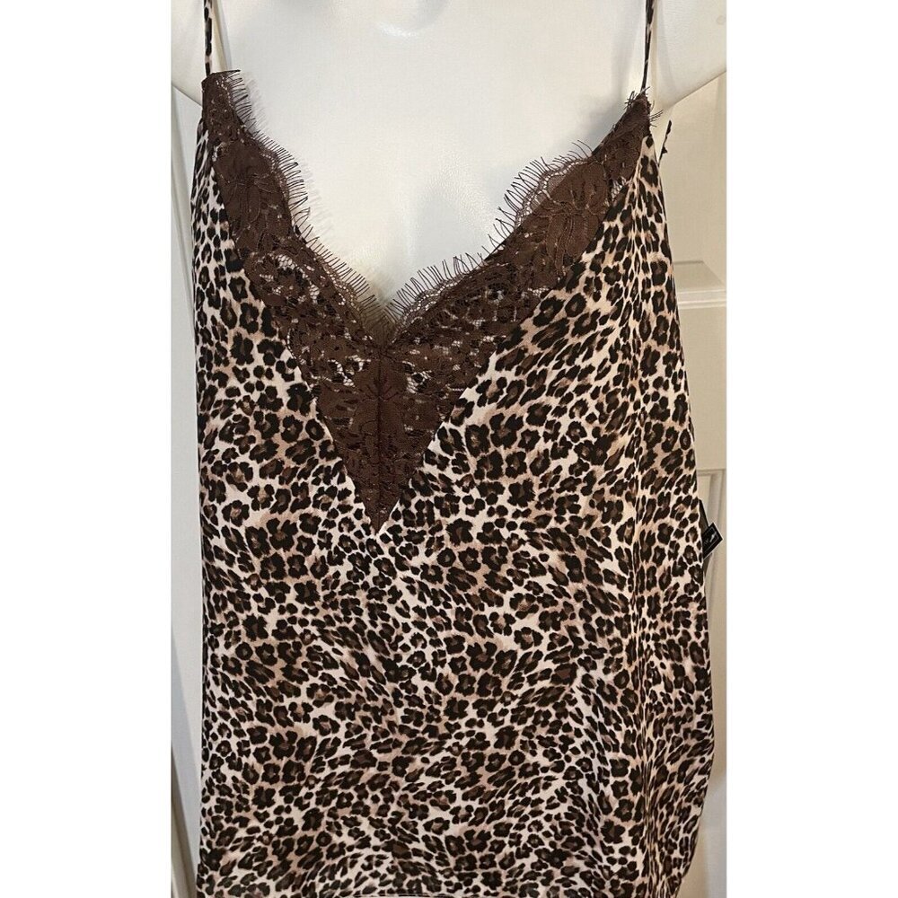 Melrose and Market Nordstrom Lace Trim Leopard Cami Top Beige Womens 2X New - Picture 2 of 9